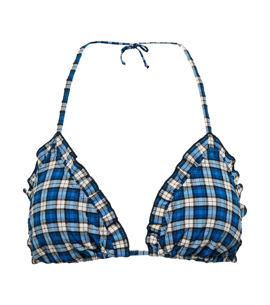 Ganni Checked triangle bikini top