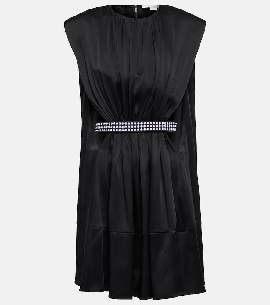 Shop Stella Mccartney Embellished Satin Minidress In Black