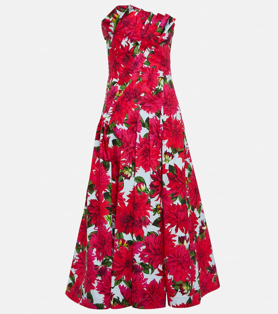 Oscar De La Renta Dahlia Cotton-blend Poplin Midi Dress In Multicoloured