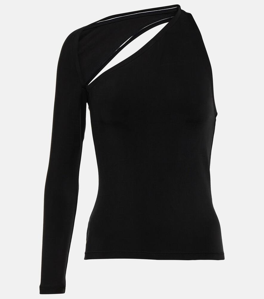 Shop Balenciaga One-shoulder Jersey Top In Black