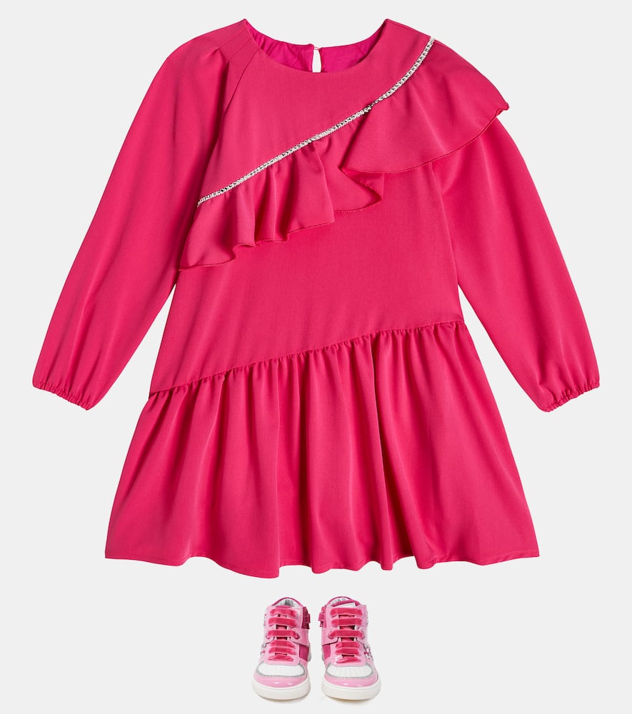 Monnalisa Embellished Leather Sneakers In Pink