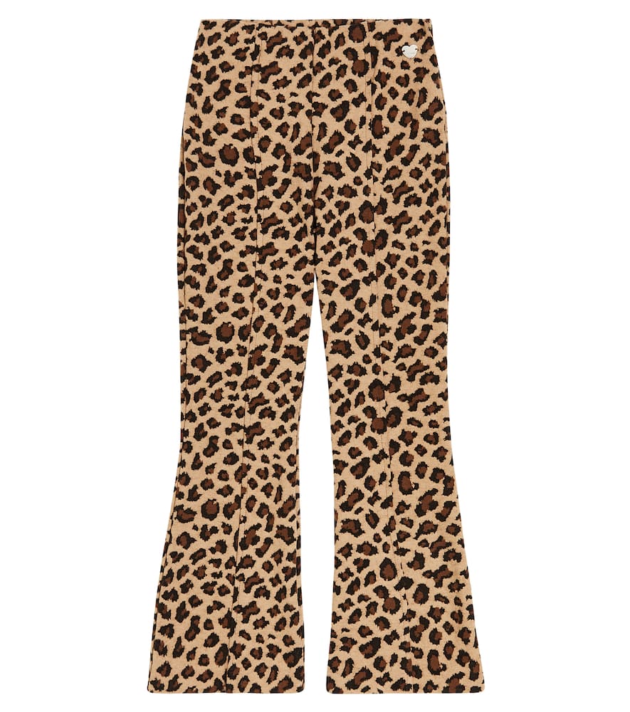 Monnalisa Leopard-print Jersey Flared Pants In Multicoloured