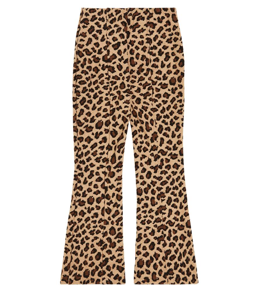 Monnalisa Leopard-print Jersey Flared Pants In Multicoloured