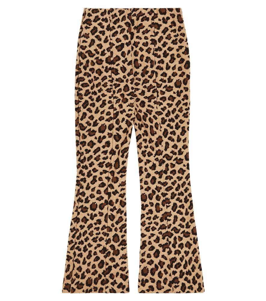 Shop Monnalisa Leopard-print Jersey Flared Pants In Multicoloured