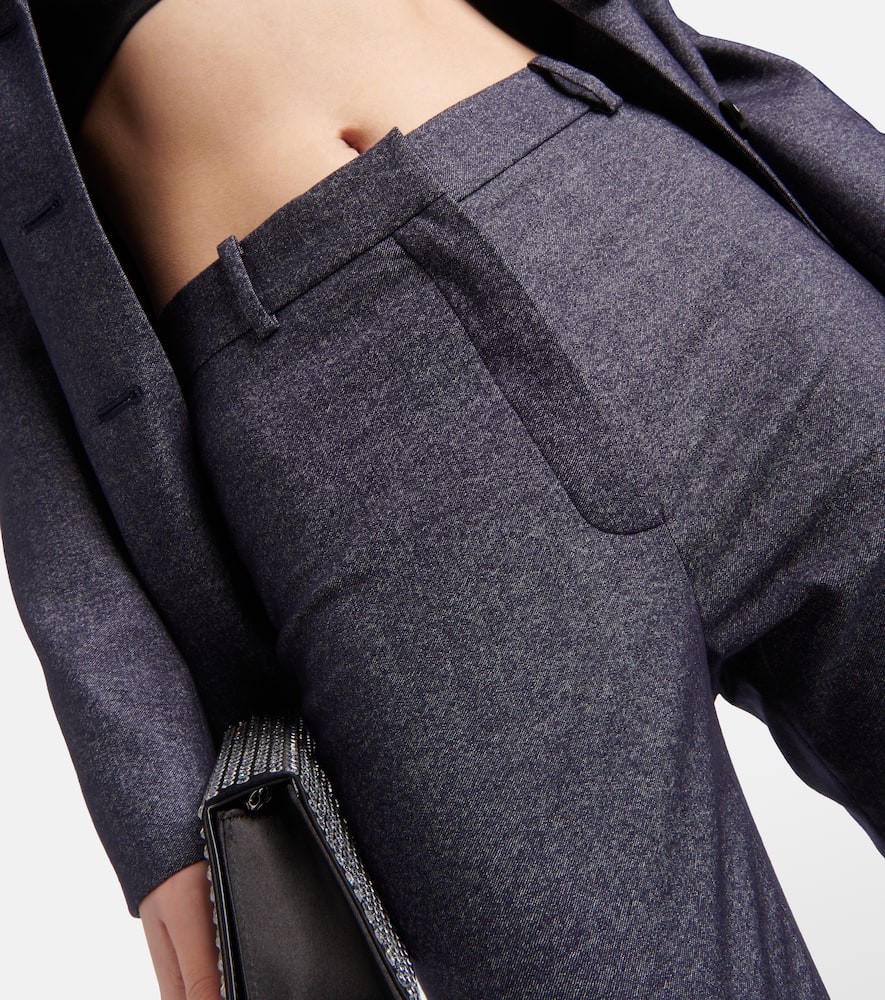 Magda Butrym High-rise Wool And Cotton Cropped Pants In Blue