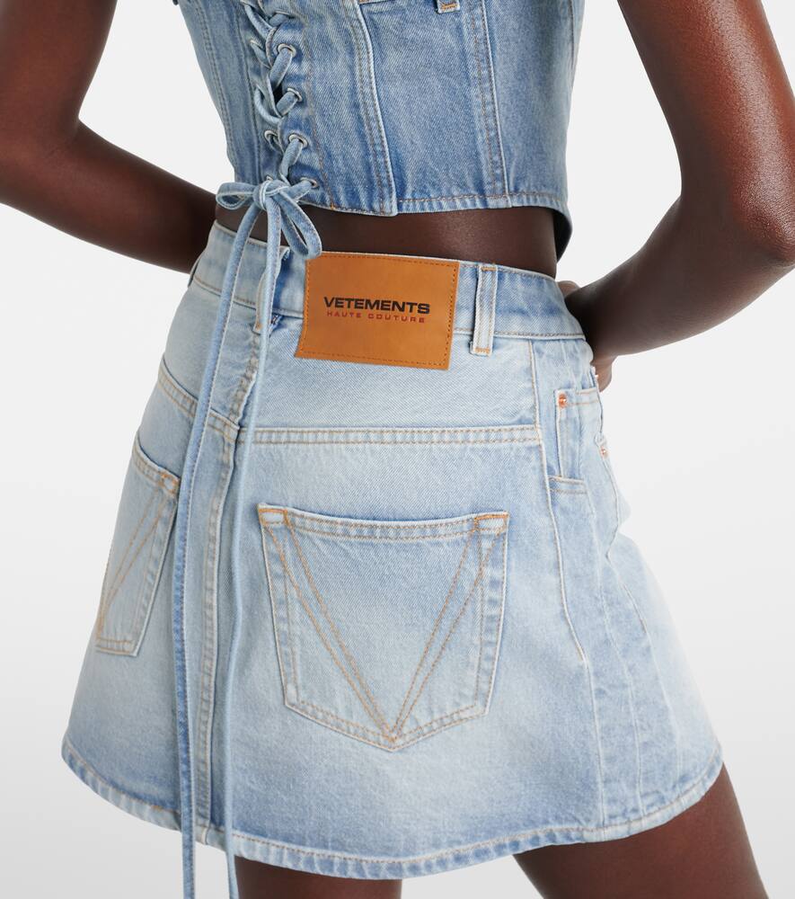 Shop Vetements Distressed Denim Miniskirt In Blue