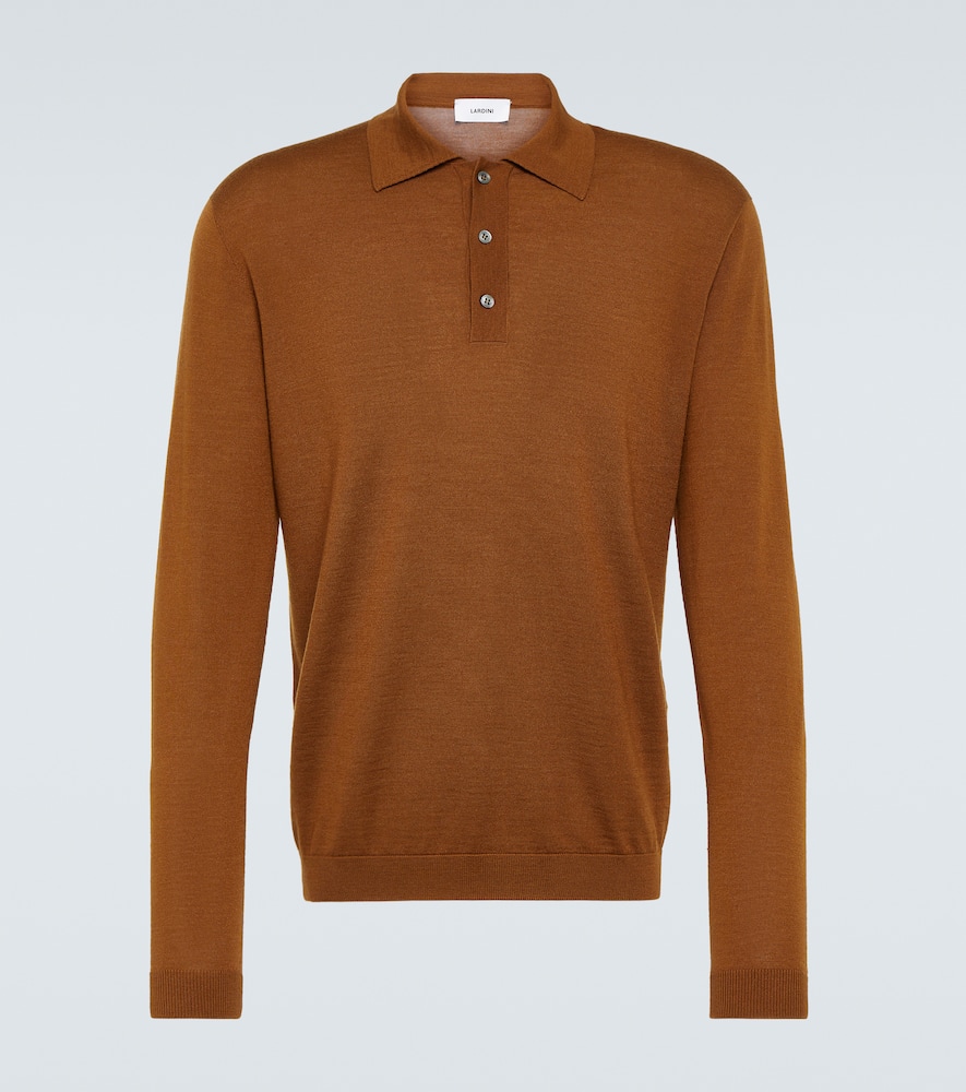 Shop Lardini Wool, Silk, And Cashmere Polo Sweater In Brown