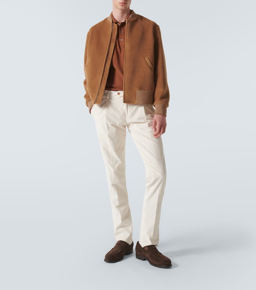 Lardini Wool, Silk, And Cashmere Polo Sweater In Brown