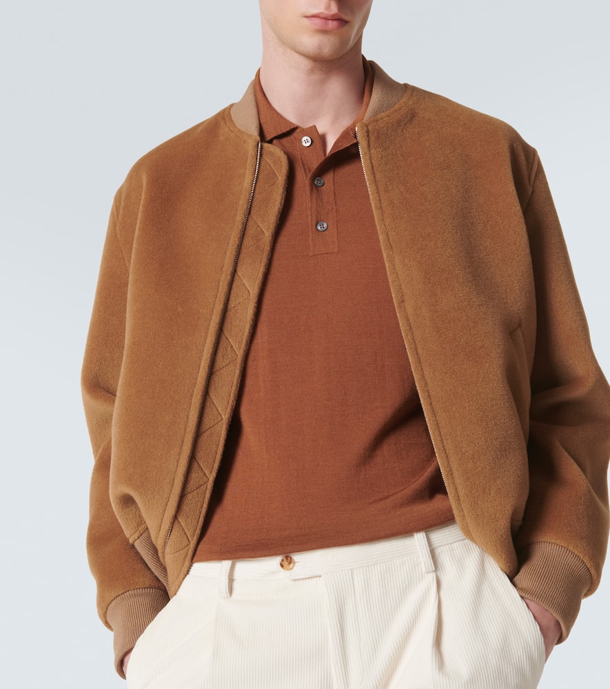 Lardini Wool, Silk, And Cashmere Polo Sweater In Brown