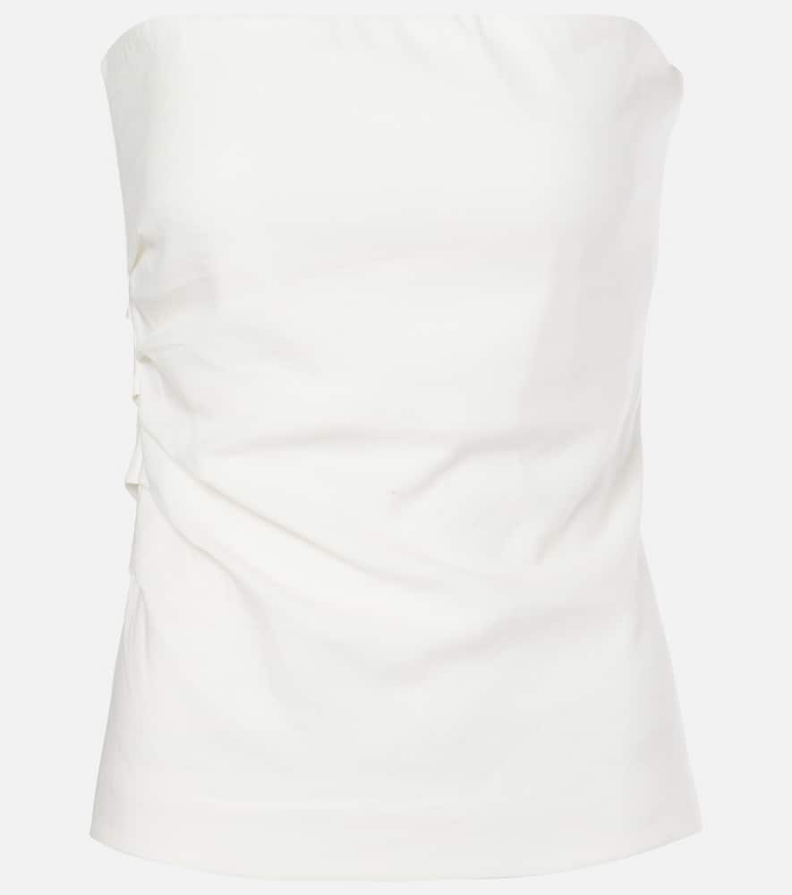 Sir Dorian Gathered Linen-blend Strapless Top In White