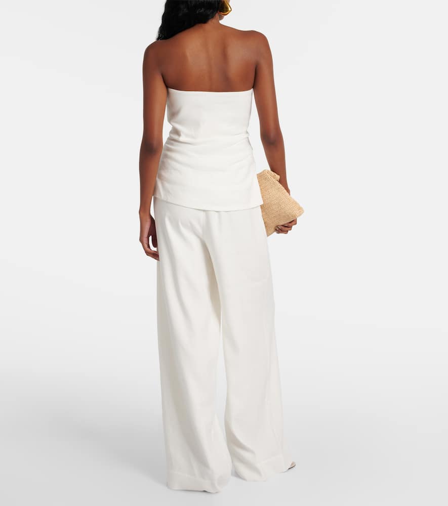 Sir Dorian Gathered Linen-blend Strapless Top In White