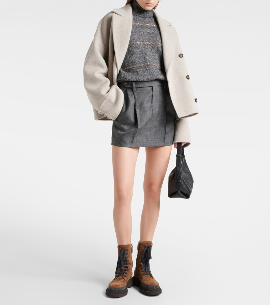 Brunello Cucinelli Pleated virgin wool miniskirt