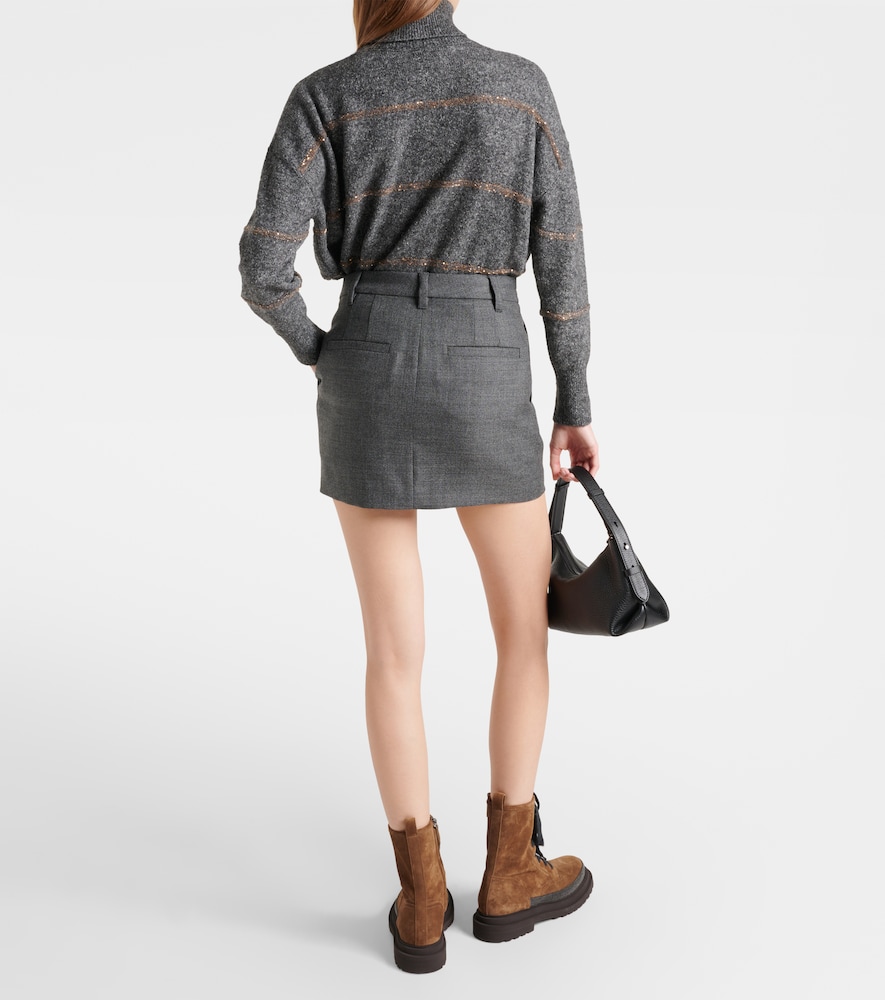  Brunello Cucinelli Brunello Cucinelli Pleated Virgin Wool Miniskirt 