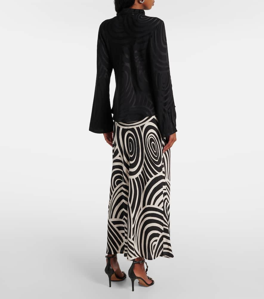 Shop Rixo London Wylder Satin Jacquard Top In Black