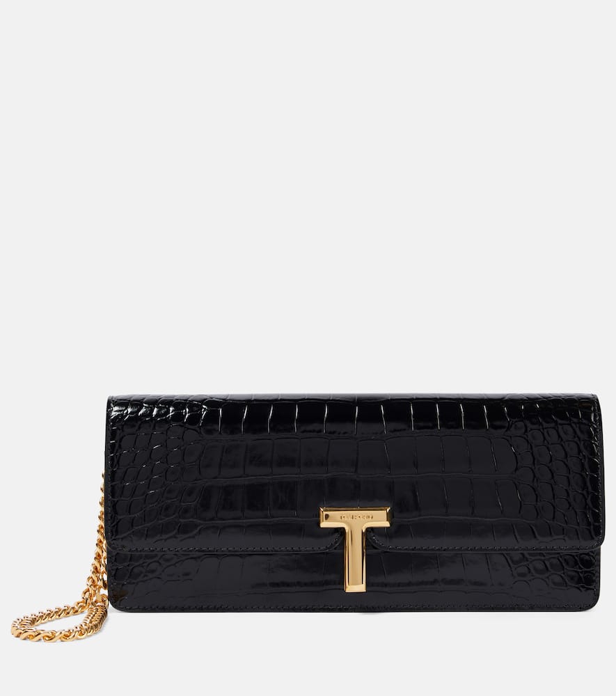 Tom Ford Wallis croc-effect patent leather clutch