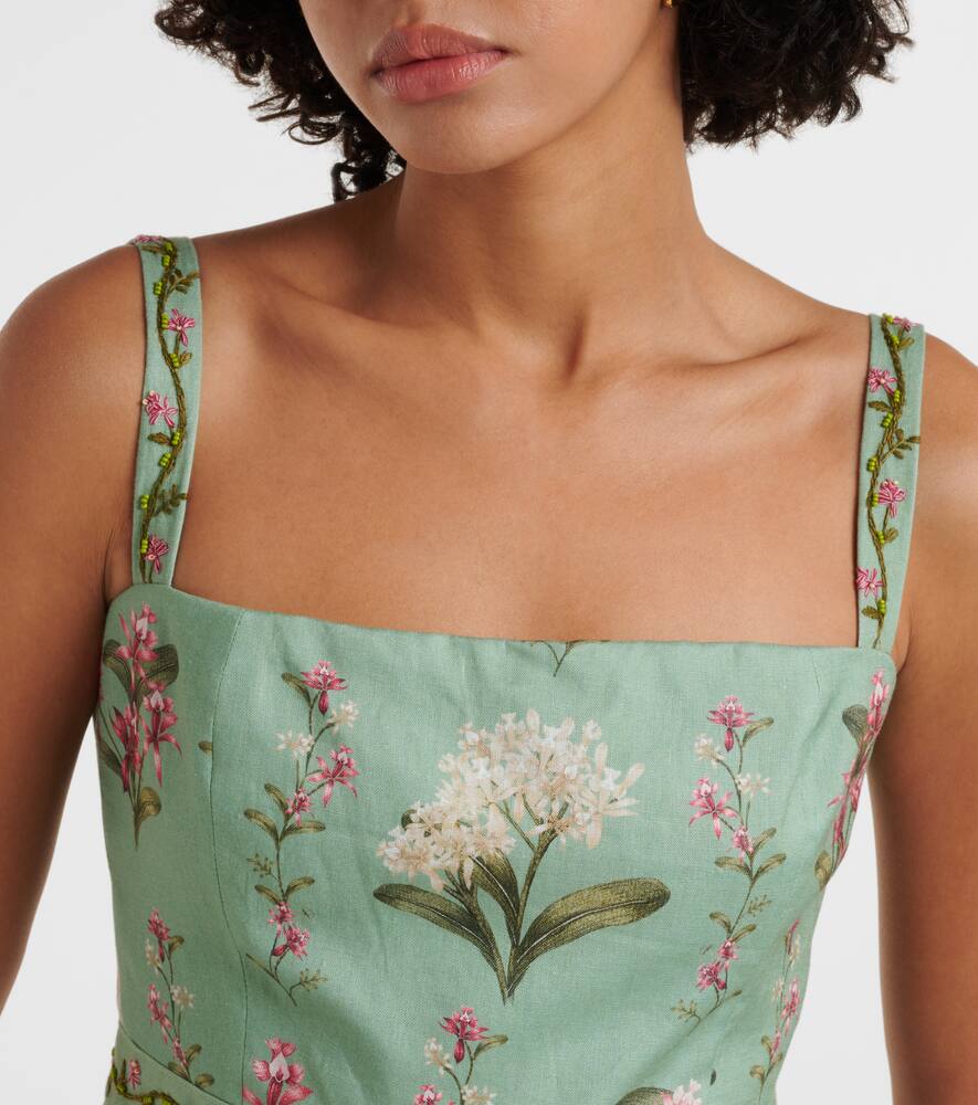 AGUA BY AGUA BENDITA LIMA FLORAL LINEN MAXI DRESS