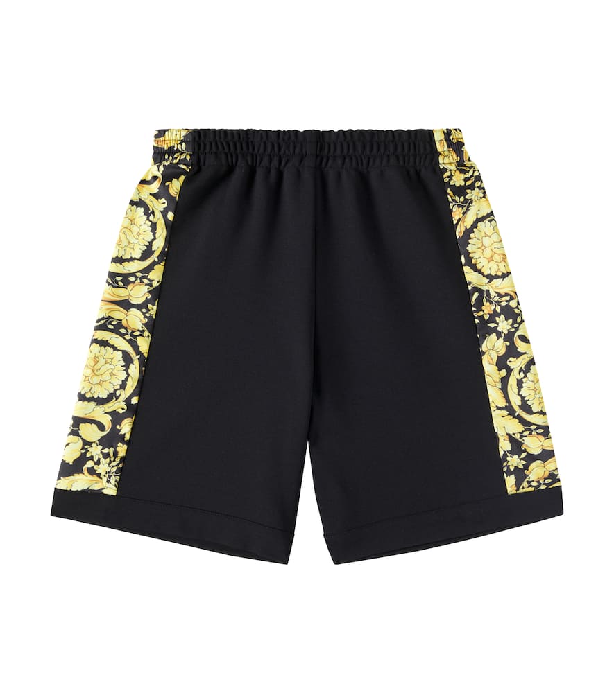Versace Barocco Twill-trimmed Jersey Shorts In Black