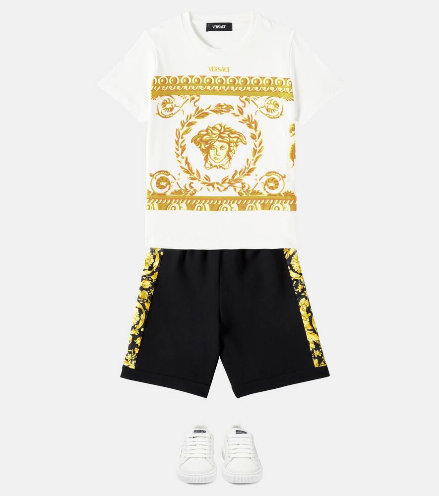 Versace Barocco Twill-trimmed Jersey Shorts In Black