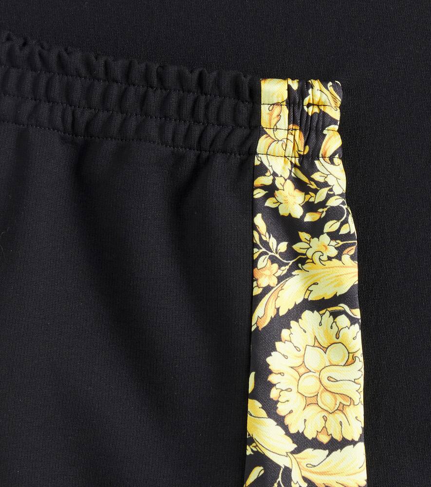 Versace Barocco Twill-trimmed Jersey Shorts In Black