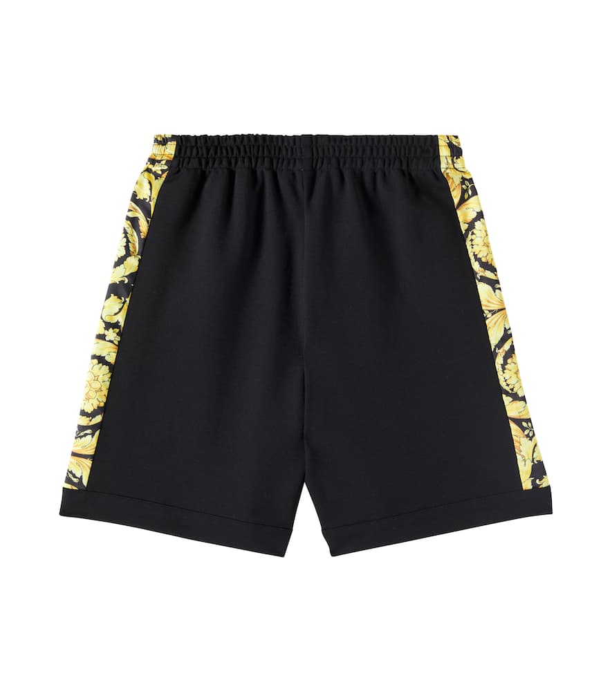 Versace Barocco Twill-trimmed Jersey Shorts In Black