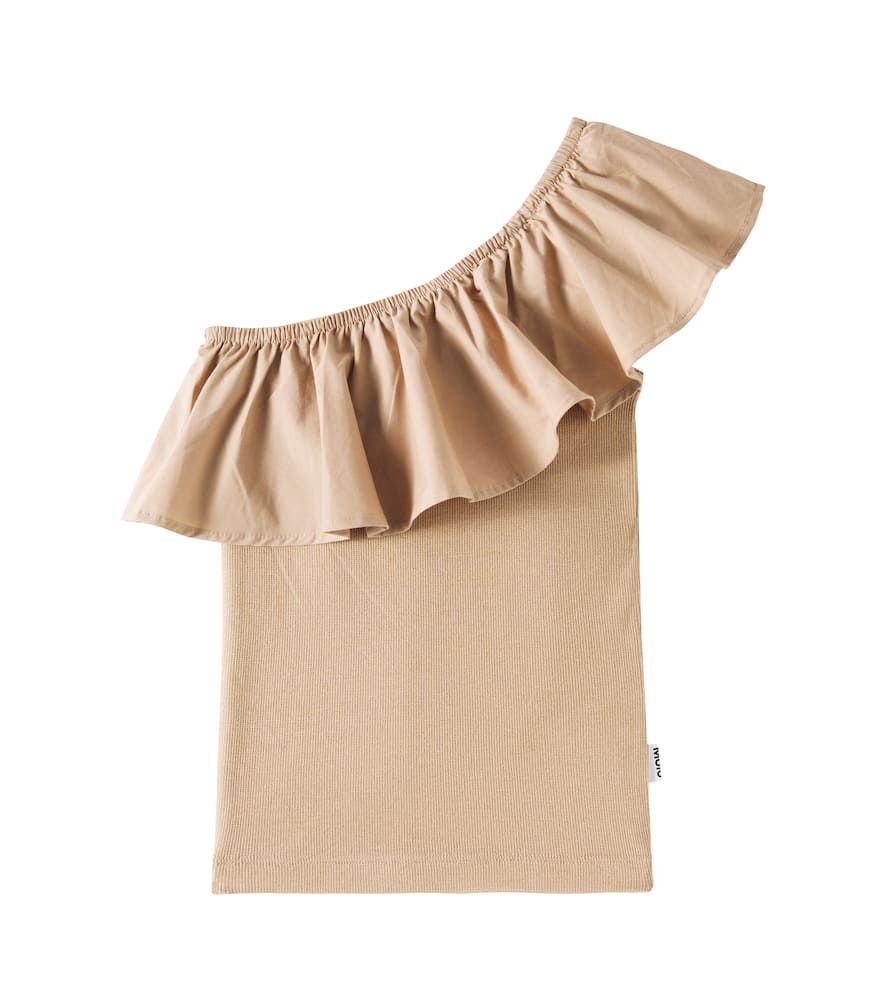 Molo Rebecca ruffled asymmetric cotton-blend top