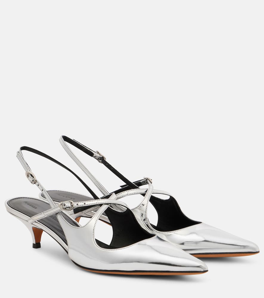 Slash 40 mirrored leather slingback pumps