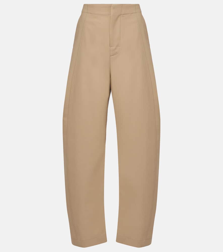 Cotton twill wide-leg pants