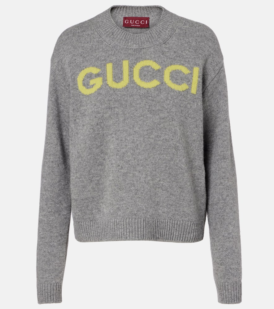 Gucci Logo Wool Sweater In Gray