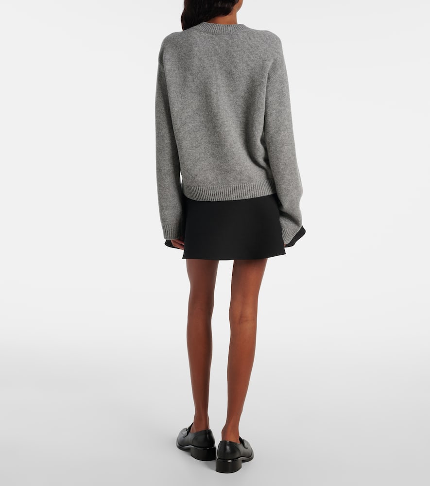 Gucci Wool Sweater With Embroidered Monogram In Gray