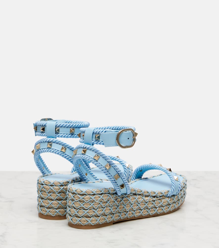 Valentino Rockstud Torchon Leather Espadrille Sandals