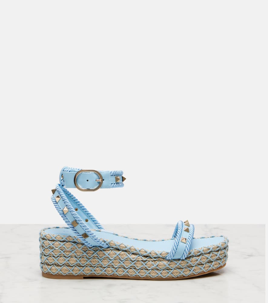 Valentino Rockstud Torchon Leather Espadrille Sandals