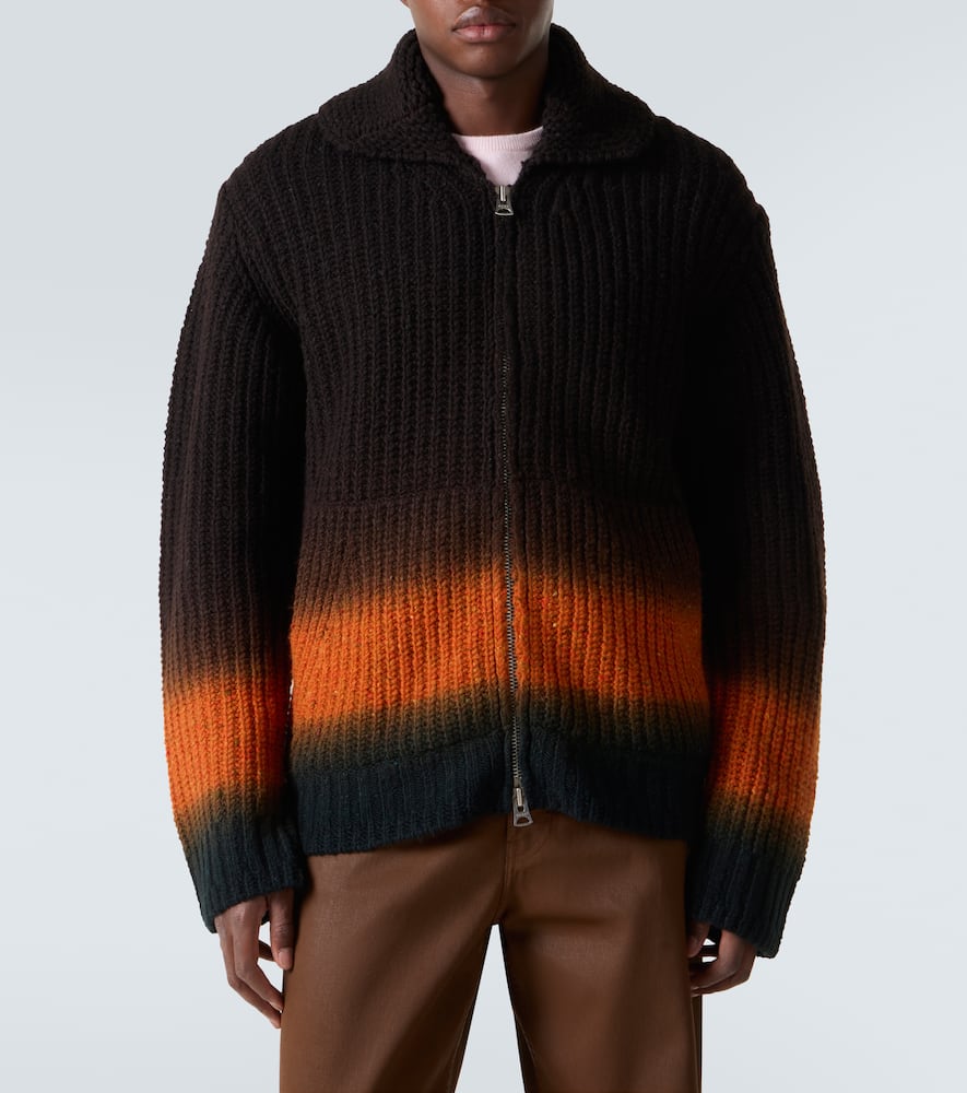 Sacai Wool Cardigan In Brown
