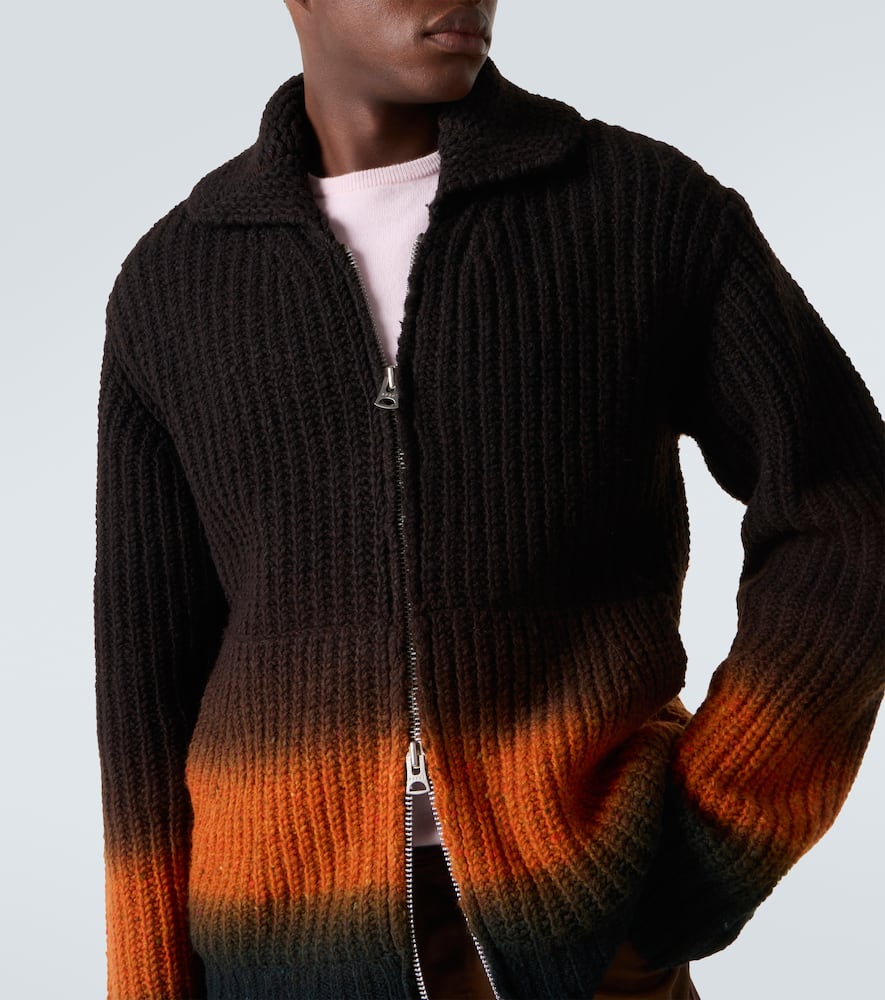 Sacai Wool Cardigan In Brown