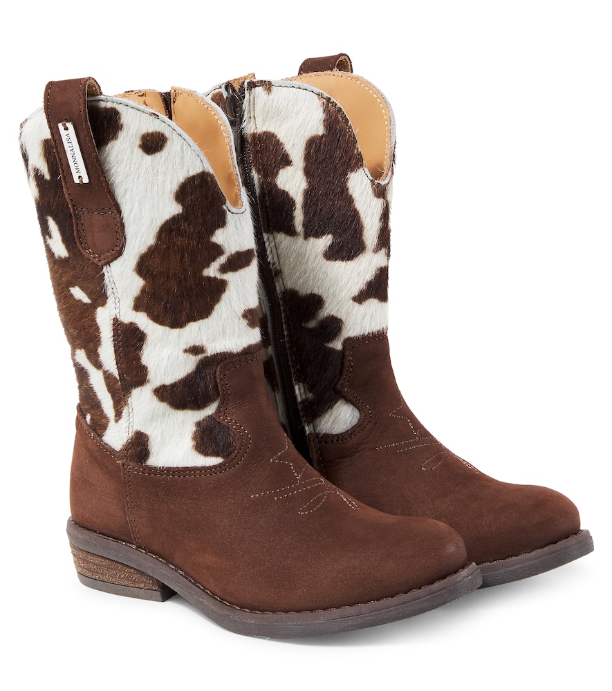 Monnalisa Stivali texani in suede e cavallino