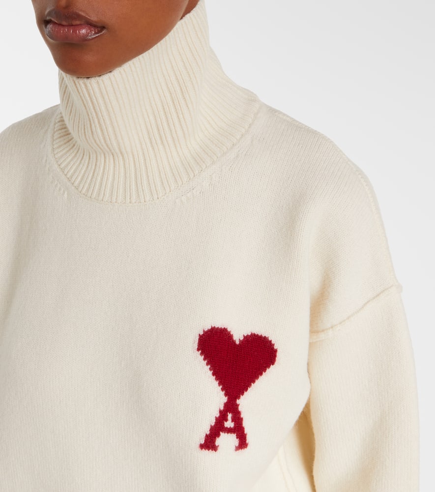 Ami Alexandre Mattiussi Ami De Caur Virgin Wool Turtleneck Sweater In White