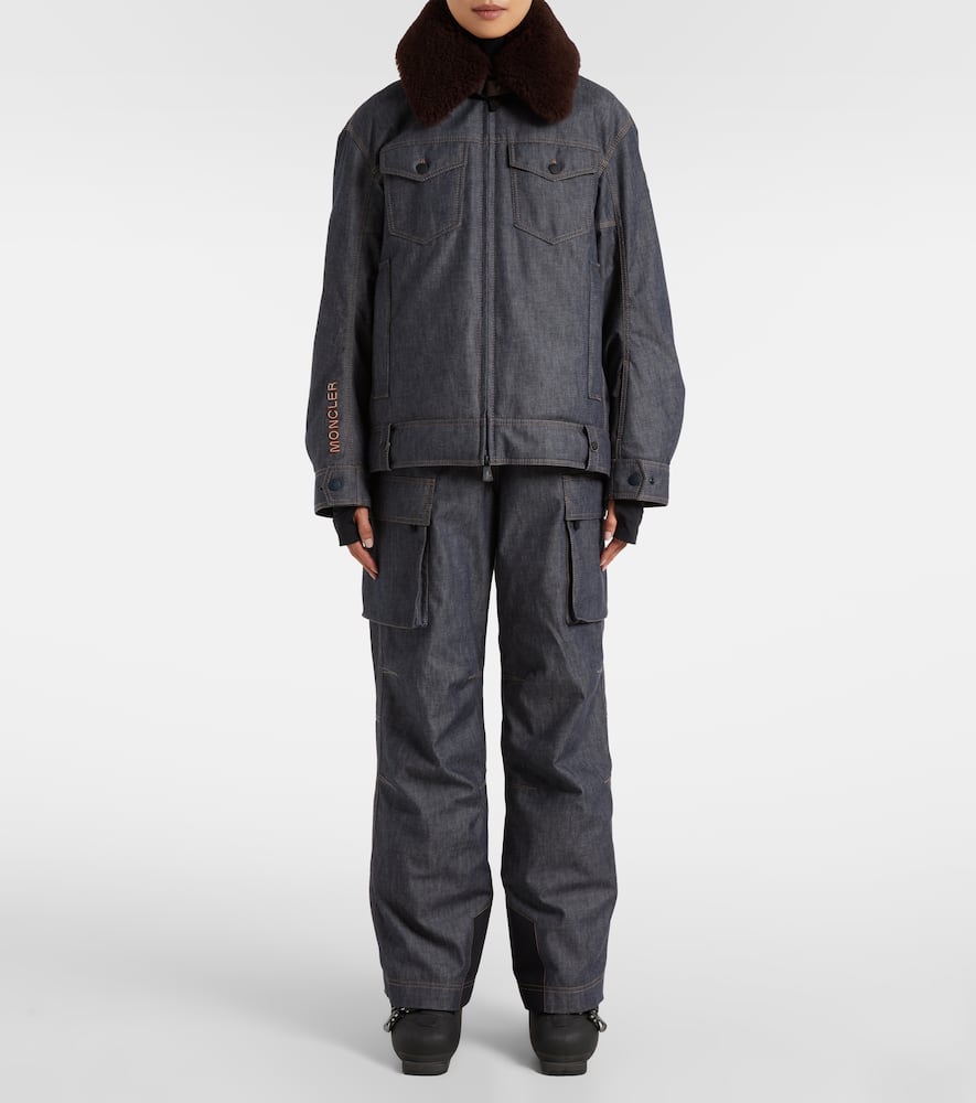 Moncler Cotton Ski Pants In Blue