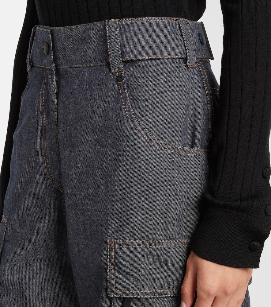 Moncler Cotton Ski Pants In Blue