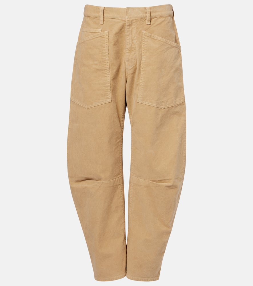 Nili Lotan Shon Cotton-blend Barrel-leg Pants In Sand