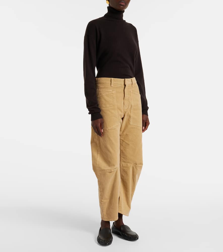 Nili Lotan Shon Cotton-blend Barrel-leg Pants In Sand