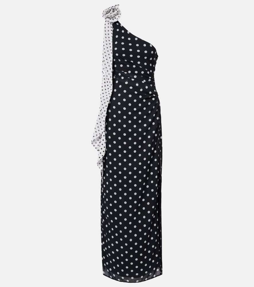 Louise polka-dot one-shoulder maxi dress