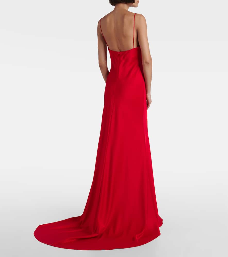 Alex Perry Lace-trimmed Crêpe Satin Gown In Red