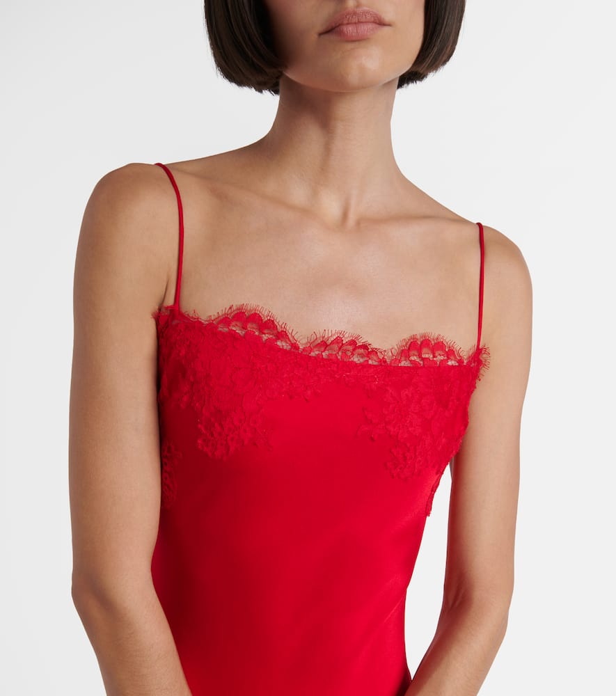 Alex Perry Lace-trimmed Crêpe Satin Gown In Red