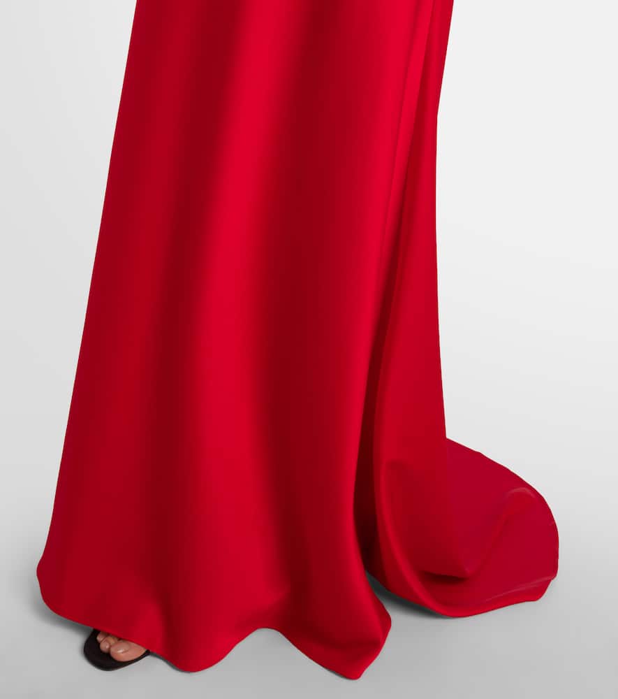 Alex Perry Lace-trimmed Crêpe Satin Gown In Red