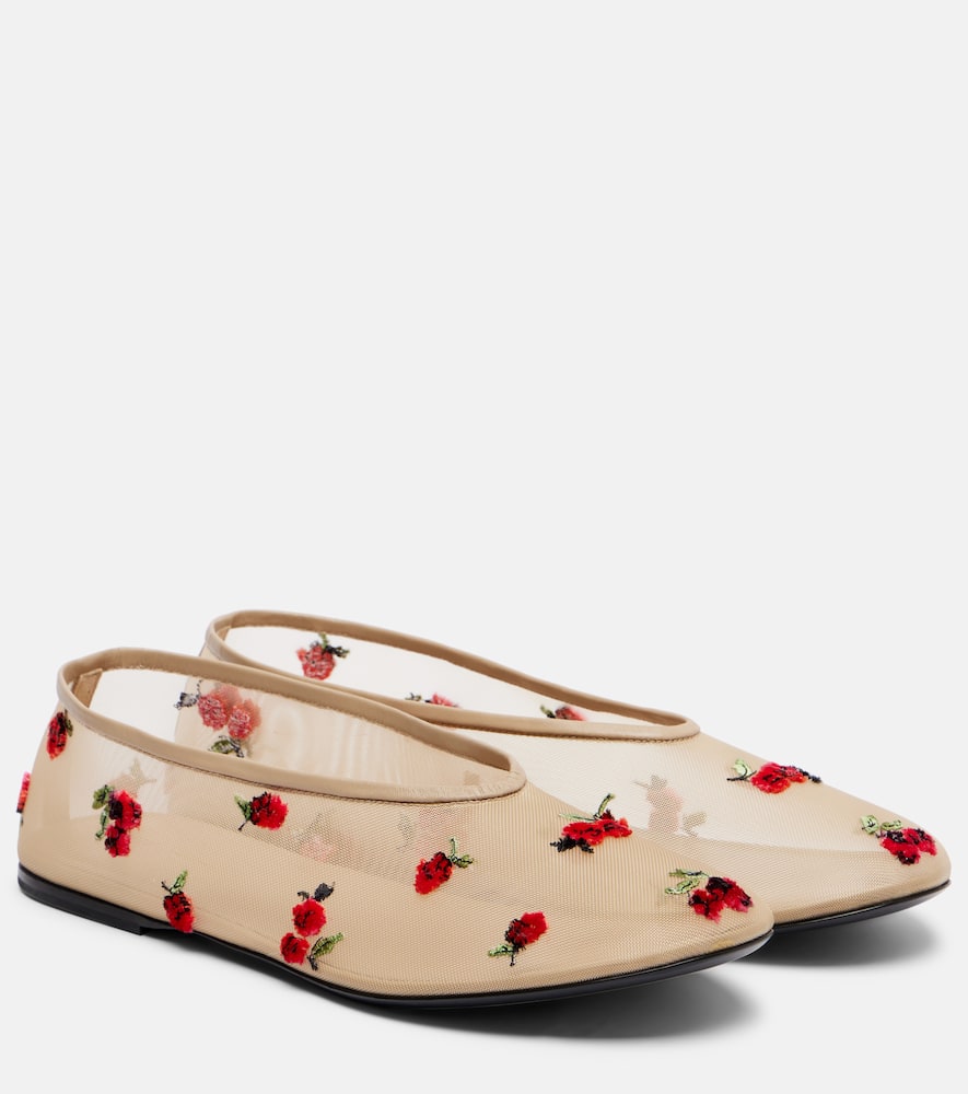 Marcy embroidered mesh ballet flats