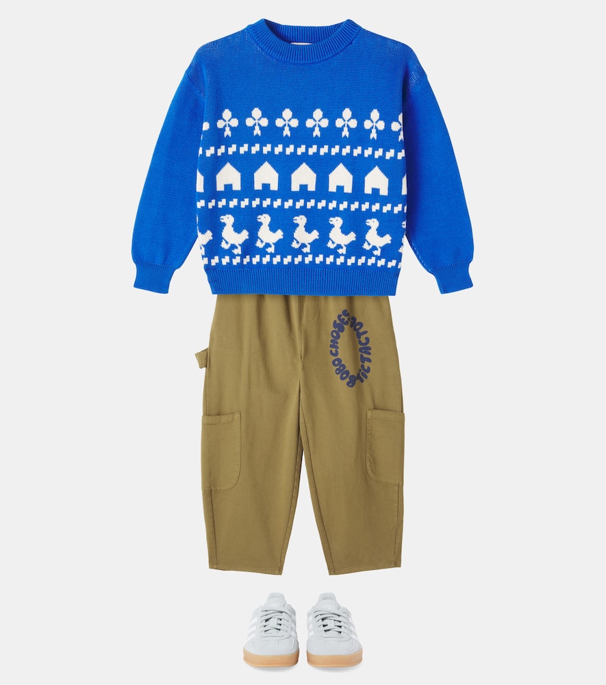 Bobo Choses Tic Tac Toe Cotton-blend Cargo Pants In Green