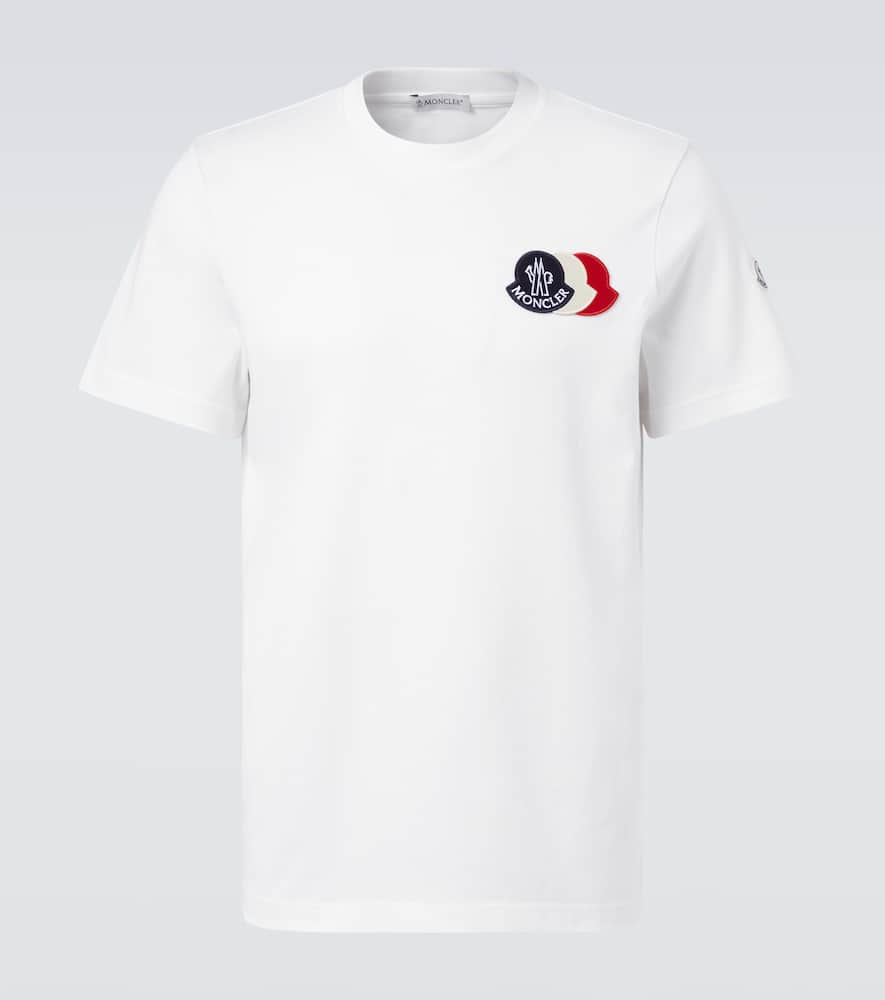 Moncler Cotton T-shirt With Ribbed Crew Neck And Signature Logo Patches In White