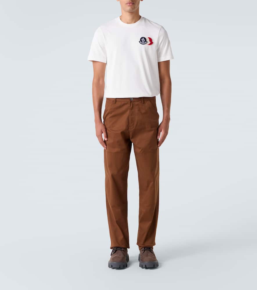 Moncler Cotton T-shirt With Ribbed Crew Neck And Signature Logo Patches In White