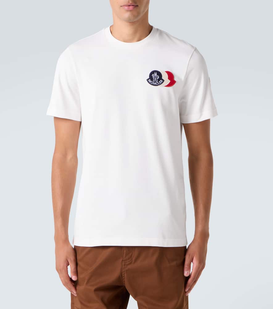 Moncler Cotton T-shirt With Ribbed Crew Neck And Signature Logo Patches In White