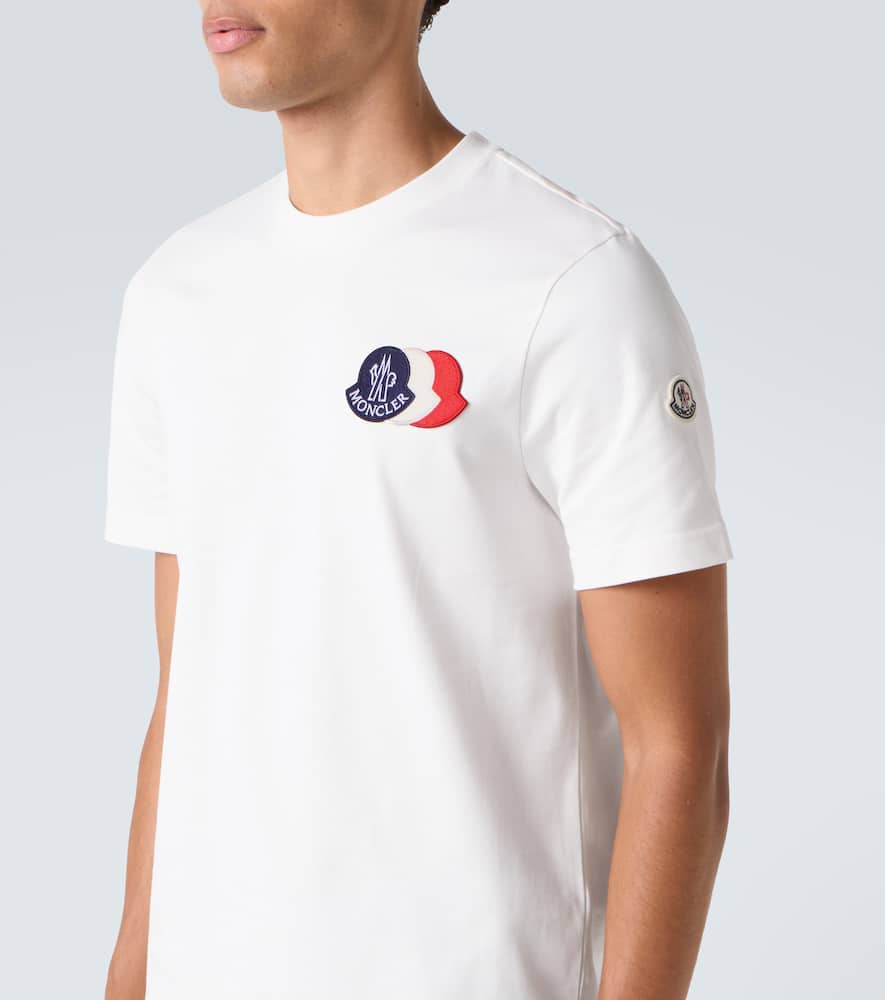 Moncler Cotton T-shirt With Ribbed Crew Neck And Signature Logo Patches In White