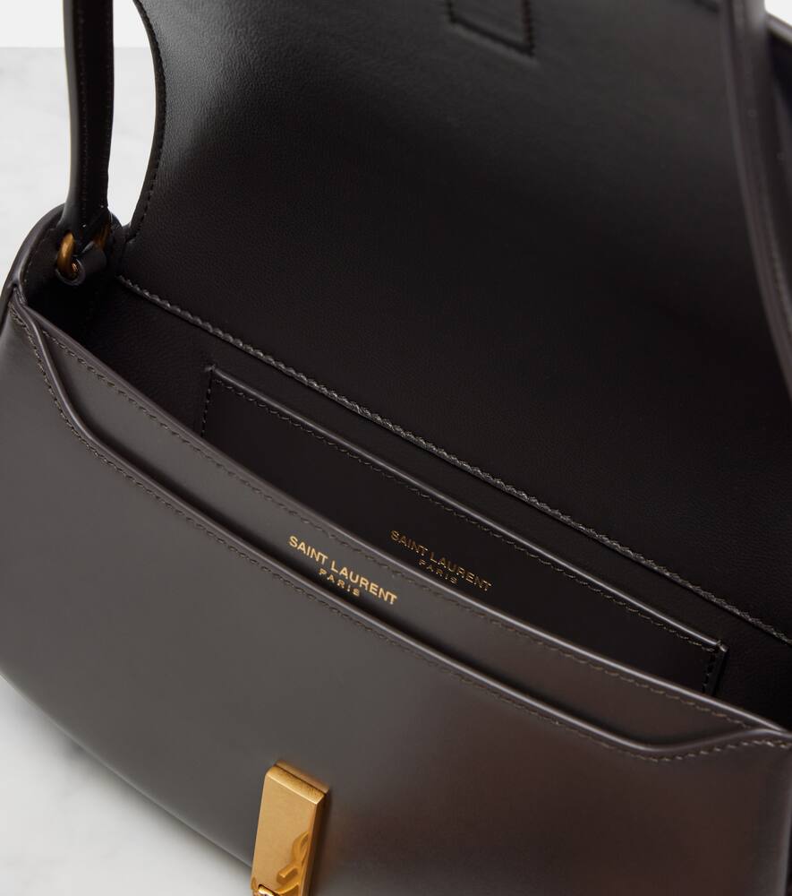 Saint Laurent Voltaire Mini Leather Shoulder Bag In Gray